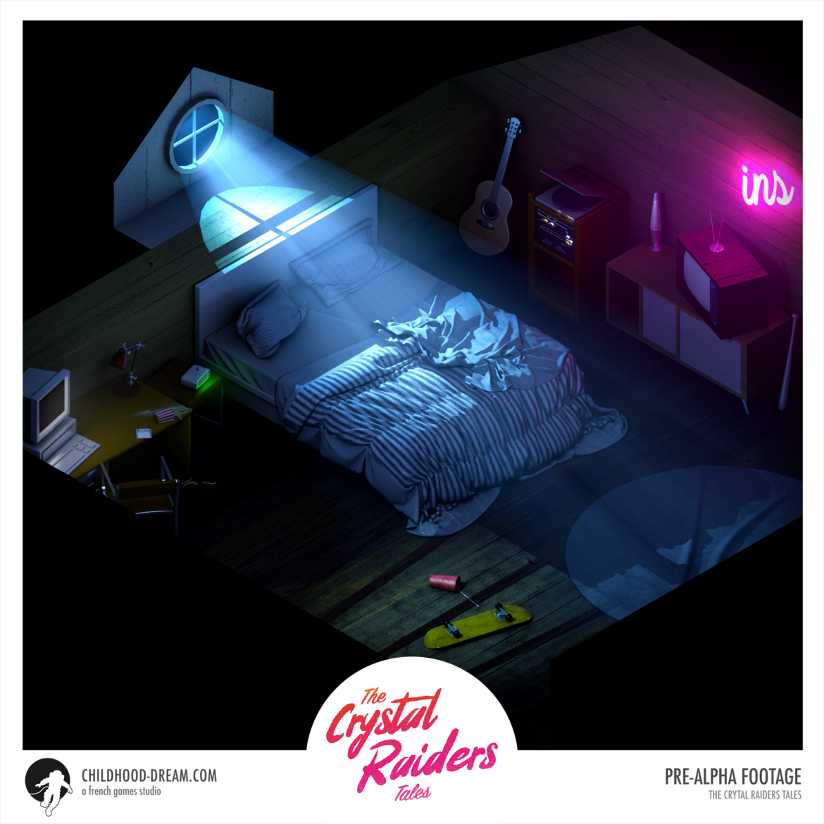 Chambre isometrie, the Crystal Raiders Tales, Bedroom isometric, indiegame, childhood dream, sci-fi, RPG